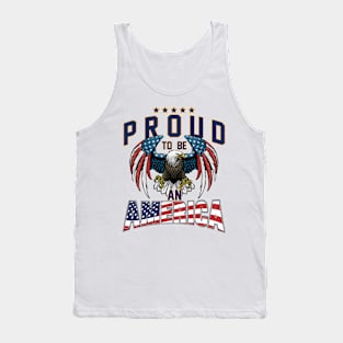 Proud To Be An American Graphic Eagle American Flag Ribbon Tank Top